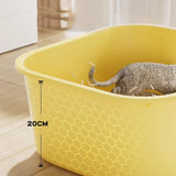 Maxbell Open Top Cat Litter Tray Splashproof Portable Pet Litter Tray for Small Pets Yellow