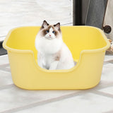 Maxbell Open Top Cat Litter Tray Splashproof Portable Pet Litter Tray for Small Pets Yellow