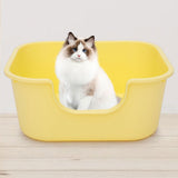 Maxbell Open Top Cat Litter Tray Splashproof Portable Pet Litter Tray for Small Pets Yellow