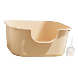 Maxbell Open Top Cat Litter Tray Splashproof Portable Pet Litter Tray for Small Pets Milk coffee