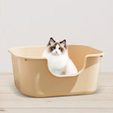 Maxbell Open Top Cat Litter Tray Splashproof Portable Pet Litter Tray for Small Pets Milk coffee