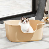 Maxbell Open Top Cat Litter Tray Splashproof Portable Pet Litter Tray for Small Pets Milk coffee