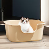 Maxbell Open Top Cat Litter Tray Splashproof Portable Pet Litter Tray for Small Pets Milk coffee