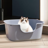 Maxbell Open Top Cat Litter Tray Splashproof Portable Pet Litter Tray for Small Pets Blue