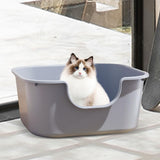 Maxbell Open Top Cat Litter Tray Splashproof Portable Pet Litter Tray for Small Pets Blue