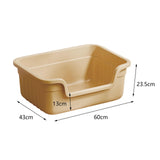 Maxbell Open Top Pet Litter Box Cats Toilet Kitty Litter Pan for Small and Large Cats Beige