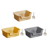 Maxbell Open Top Pet Litter Box Cats Toilet Kitty Litter Pan for Small and Large Cats Beige