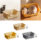 Maxbell Open Top Pet Litter Box Cats Toilet Kitty Litter Pan for Small and Large Cats Beige