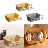 Maxbell Open Top Pet Litter Box Cats Toilet Kitty Litter Pan for Small and Large Cats Beige