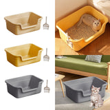 Maxbell Open Top Pet Litter Box Cats Toilet Kitty Litter Pan for Small and Large Cats Beige