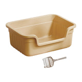 Maxbell Open Top Pet Litter Box Cats Toilet Kitty Litter Pan for Small and Large Cats Beige