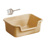 Maxbell Open Top Pet Litter Box Cats Toilet Kitty Litter Pan for Small and Large Cats Beige