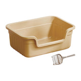 Maxbell Open Top Pet Litter Box Cats Toilet Kitty Litter Pan for Small and Large Cats Beige