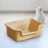 Maxbell Open Top Pet Litter Box Cats Toilet Kitty Litter Pan for Small and Large Cats Beige