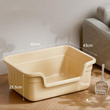 Maxbell Open Top Pet Litter Box Cats Toilet Kitty Litter Pan for Small and Large Cats Beige