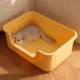 Maxbell Open Top Pet Litter Box Cats Toilet Kitty Litter Pan for Small and Large Cats Yellow