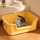 Maxbell Open Top Pet Litter Box Cats Toilet Kitty Litter Pan for Small and Large Cats Yellow