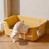 Maxbell Open Top Pet Litter Box Cats Toilet Kitty Litter Pan for Small and Large Cats Yellow