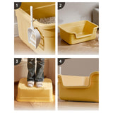 Maxbell Open Top Pet Litter Box Cats Toilet Kitty Litter Pan for Small and Large Cats Yellow