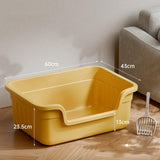 Maxbell Open Top Pet Litter Box Cats Toilet Kitty Litter Pan for Small and Large Cats Yellow