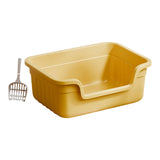Maxbell Open Top Pet Litter Box Cats Toilet Kitty Litter Pan for Small and Large Cats Yellow