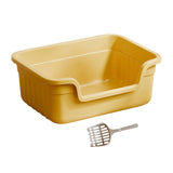 Maxbell Open Top Pet Litter Box Cats Toilet Kitty Litter Pan for Small and Large Cats Yellow