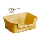 Maxbell Open Top Pet Litter Box Cats Toilet Kitty Litter Pan for Small and Large Cats Yellow