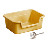 Maxbell Open Top Pet Litter Box Cats Toilet Kitty Litter Pan for Small and Large Cats Yellow