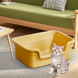 Maxbell Open Top Pet Litter Box Cats Toilet Kitty Litter Pan for Small and Large Cats Yellow