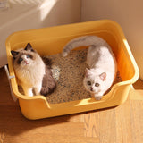 Maxbell Open Top Pet Litter Box Cats Toilet Kitty Litter Pan for Small and Large Cats Yellow