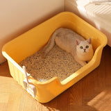 Maxbell Open Top Pet Litter Box Cats Toilet Kitty Litter Pan for Small and Large Cats Yellow