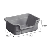 Maxbell Open Top Pet Litter Box Cats Toilet Kitty Litter Pan for Small and Large Cats Gray
