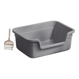 Maxbell Open Top Pet Litter Box Cats Toilet Kitty Litter Pan for Small and Large Cats Gray
