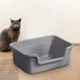 Maxbell Open Top Pet Litter Box Cats Toilet Kitty Litter Pan for Small and Large Cats Gray