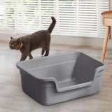 Maxbell Open Top Pet Litter Box Cats Toilet Kitty Litter Pan for Small and Large Cats Gray