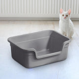 Maxbell Open Top Pet Litter Box Cats Toilet Kitty Litter Pan for Small and Large Cats Gray