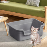 Maxbell Open Top Pet Litter Box Cats Toilet Kitty Litter Pan for Small and Large Cats Gray
