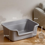 Maxbell Open Top Pet Litter Box Cats Toilet Kitty Litter Pan for Small and Large Cats Gray