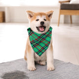 Maxbell Cat Collar Pet Collar Kitten Bandana Washable Dog Bandana Triangle Dog Scarf Green plaid