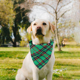 Maxbell Cat Collar Pet Collar Kitten Bandana Washable Dog Bandana Triangle Dog Scarf Green plaid