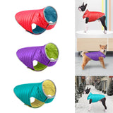 Maxbell Dog Winter Coat Adjustable Full Body Clothing Reversible Apparel Pet Clothes red and blue