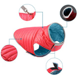 Maxbell Dog Winter Coat Adjustable Full Body Clothing Reversible Apparel Pet Clothes red and blue