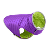 Maxbell Dog Winter Coat Adjustable Full Body Clothing Reversible Apparel Pet Clothes violet and green