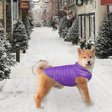 Maxbell Dog Winter Coat Adjustable Full Body Clothing Reversible Apparel Pet Clothes violet and green