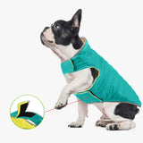 Maxbell Dog Winter Coat Adjustable Full Body Clothing Reversible Apparel Pet Clothes blue and yellow