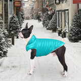 Maxbell Dog Winter Coat Adjustable Full Body Clothing Reversible Apparel Pet Clothes blue and yellow