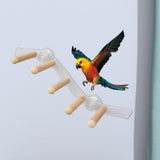 Maxbell Suction Cup Wood Perch Toy Parrot Playstand for Parakeet Cockatiel Bluebirds style B