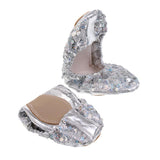 Belly Dance Shoes Soft Soles Dance Performance Shoes with Sequins M Silver