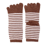 Men Women Blisters Preventing 5 Finger Ankle Striped Toe Socks Cotton Warm Toe Socks Pair Brown