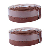 Maxbell 2Pcs Bicycle Handlebar Tape PU Leather Handlebar Strap Breathable 1.9m Brown